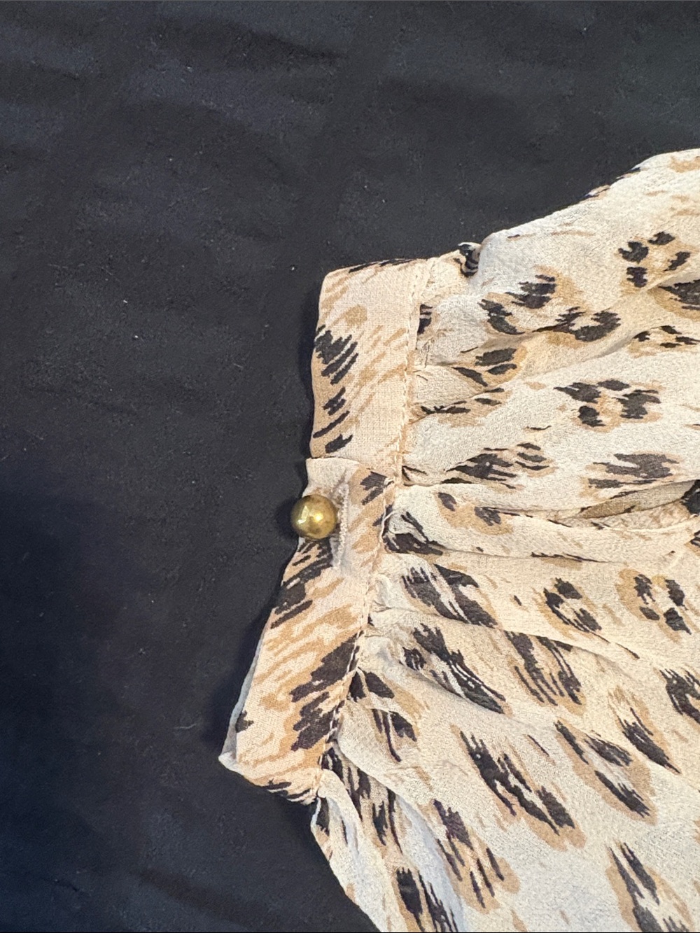 Joie Taupe Leopard Print Smocked Yoke Blouse - Picture 4 of 4